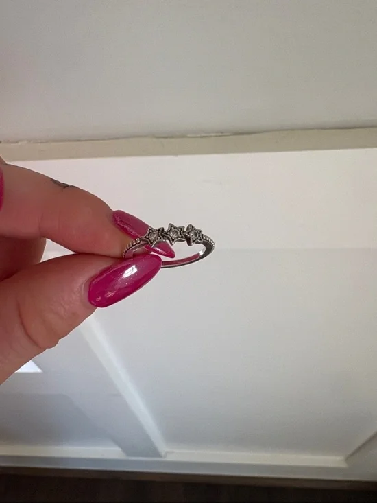 Pandora Sterling Star Trio Ring with Sparkling Stones - Picture 1 of 1